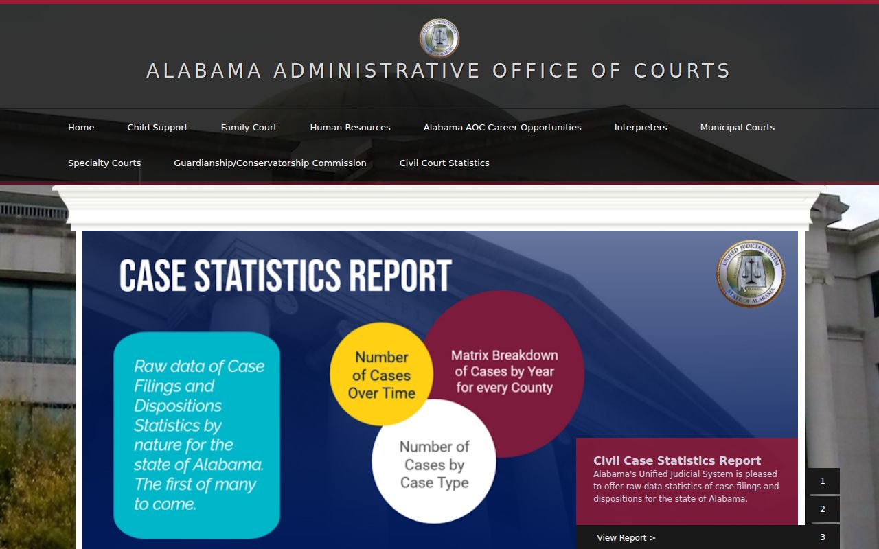 Alabama Administrative Office of Courts website homepage