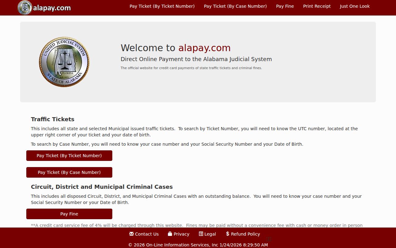 ALAPay online payment portal for Alabama traffic tickets